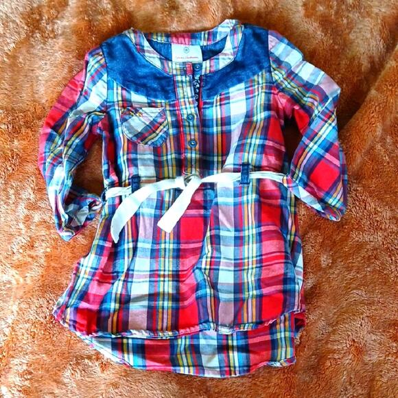 Hanna Andersson Plaid Long Sleeve Dress Red And Blue - Picture 1 of 5